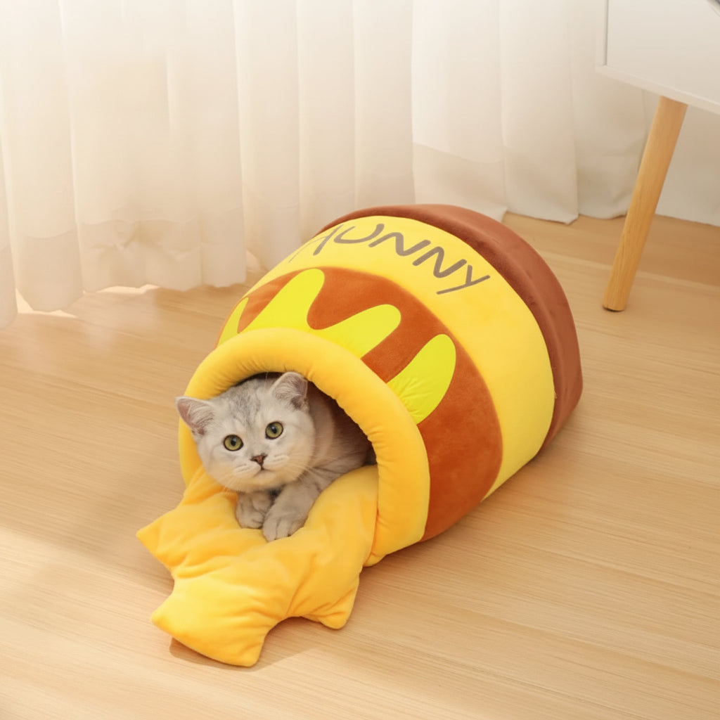 New Honey Jar Cat Nest Semi-Enclosed Autumn and Winter Warm Puppy Nest Soft, Comfortable and Breathable Pet Supplies