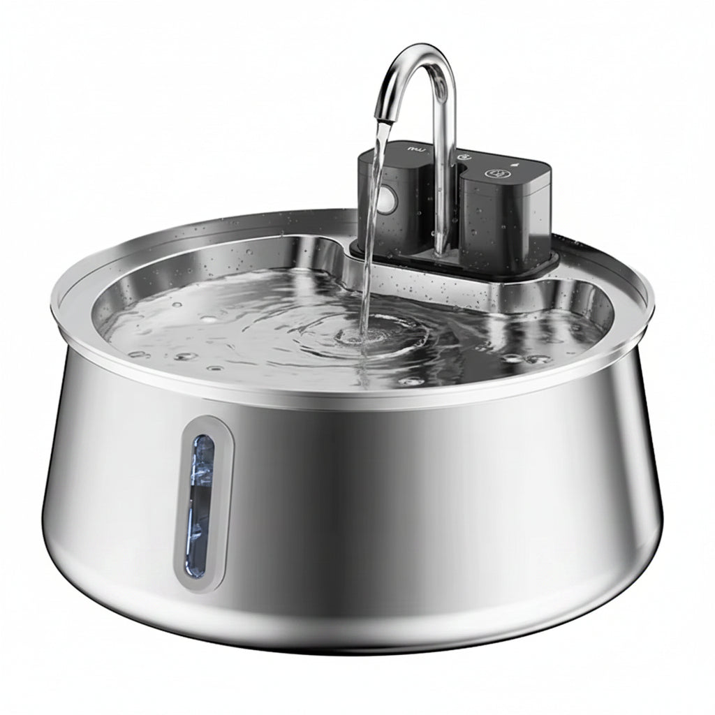 AquaFlow™ stainless steel cordless cat water fountain