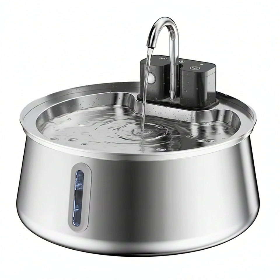 AquaFlow™ stainless steel cordless cat water fountain