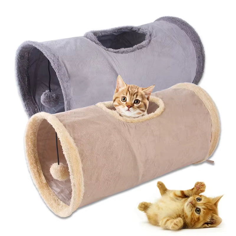 Best-Selling 2025 Modelsuede Fabric Plush Sturdy High-Quality Kitten Tunnel Toy for Cats