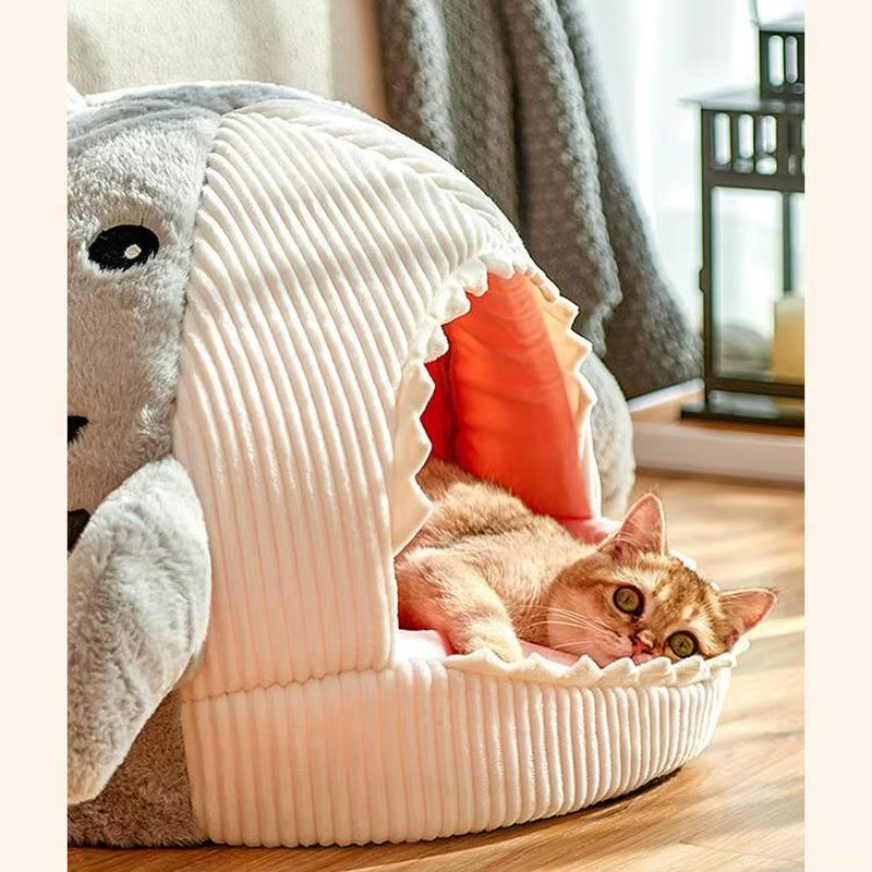 Enclosed Warm Cat Bed for Portable Pet Beds Sweet Kittens Basket Cushion Cat Pillow Mat Tent Puppy Nest Cave Cats House Goods