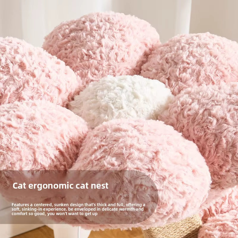 Creativity Wear-Resistant Scratch-Resistant Warm Flowering Tree Shape Integrated Cat Tree with Mushroom Cat Scratching Post