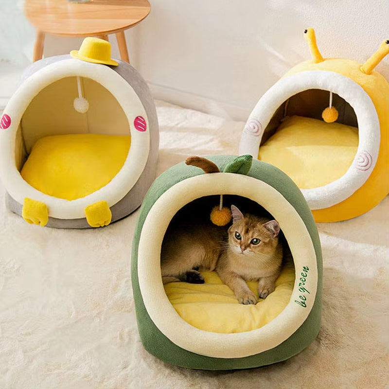 Hot Selling Modern Soft Thickened Cute Fluffy Luxury Indoor Cat Sleeping Cushion round Pet Bed Small Large Cat House Bed Cave