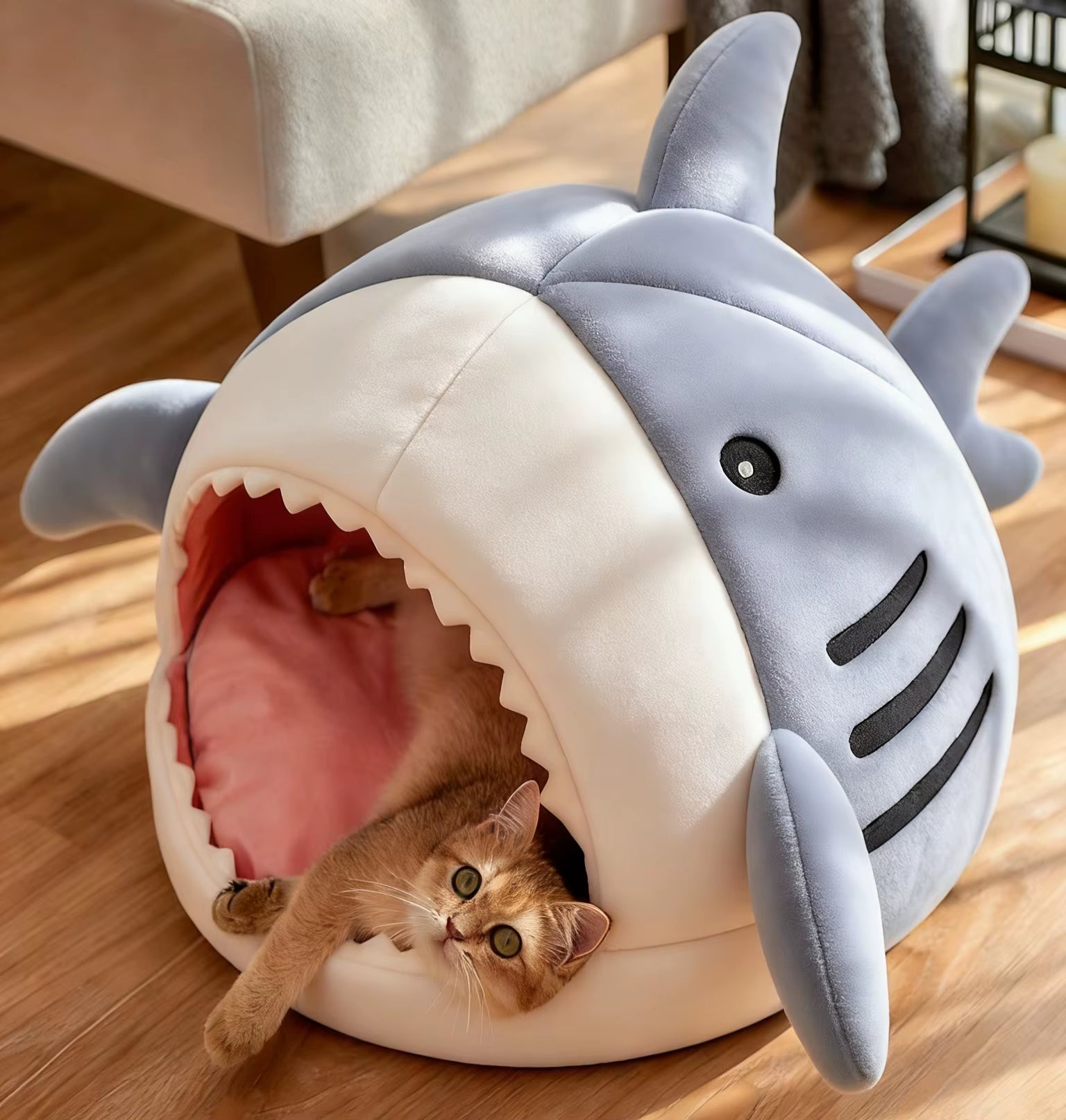 Enclosed Warm Cat Bed for Portable Pet Beds Sweet Kittens Basket Cushion Cat Pillow Mat Tent Puppy Nest Cave Cats House Goods
