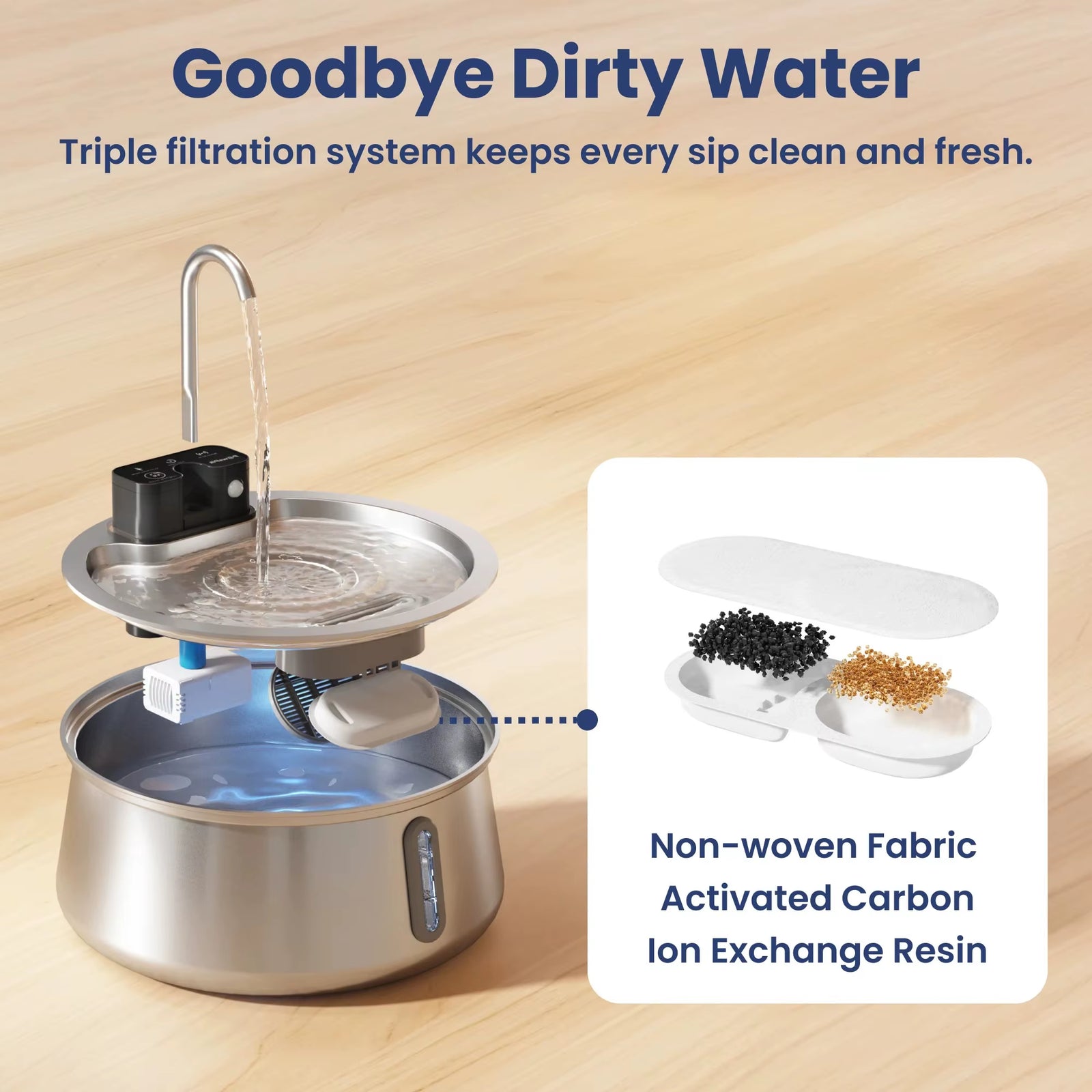 4L 4000Mah Wireless Cat Water Fountain Rechargeable Stainless Steel Battery Sensor Cat Smart Water Fountains Manufacturer