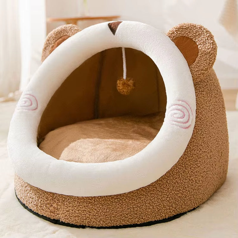Hot Selling Modern Soft Thickened Cute Fluffy Luxury Indoor Cat Sleeping Cushion round Pet Bed Small Large Cat House Bed Cave