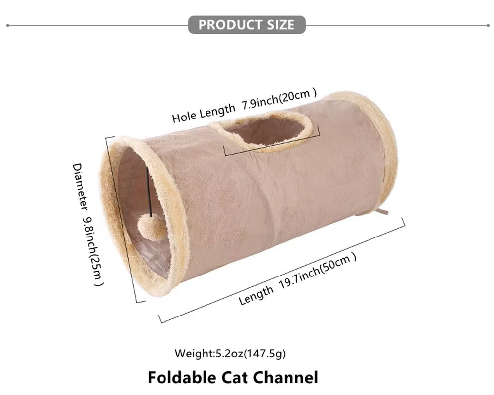 Best-Selling 2025 Modelsuede Fabric Plush Sturdy High-Quality Kitten Tunnel Toy for Cats