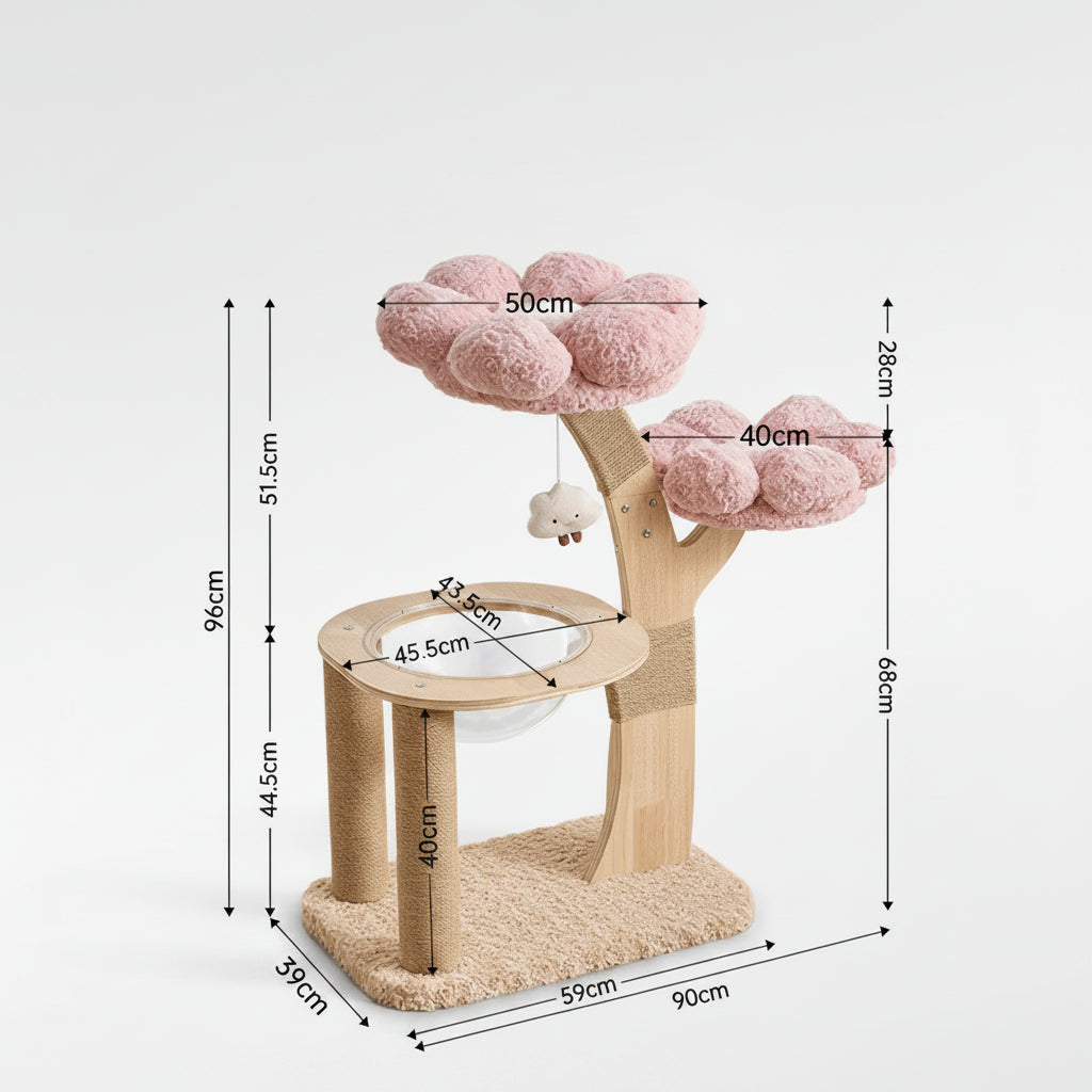 Creativity Wear-Resistant Scratch-Resistant Warm Flowering Tree Shape Integrated Cat Tree with Mushroom Cat Scratching Post