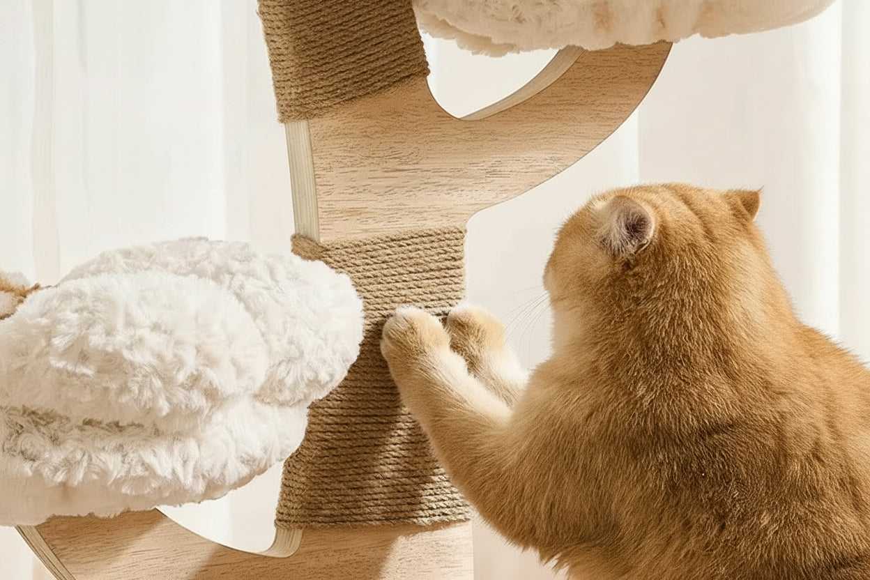 Creativity Wear-Resistant Scratch-Resistant Warm Flowering Tree Shape Integrated Cat Tree with Mushroom Cat Scratching Post