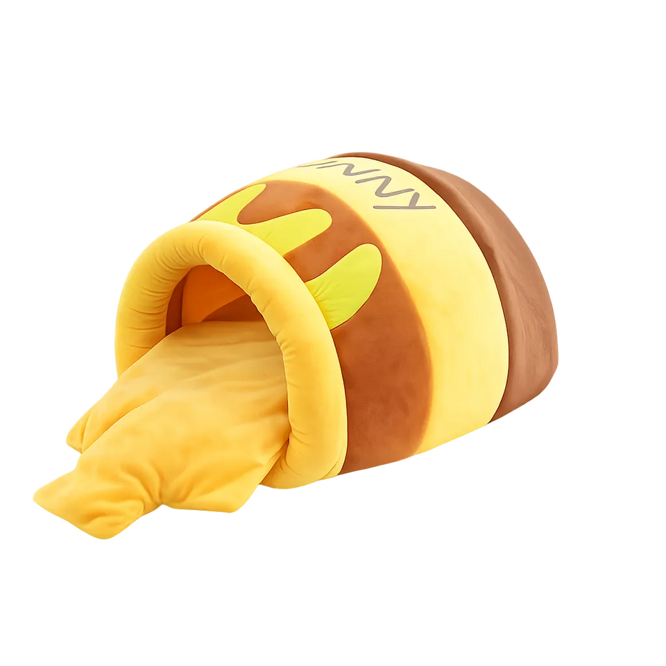 Hunny Hive™ honey-pot semi-enclosed cat bed in Honey