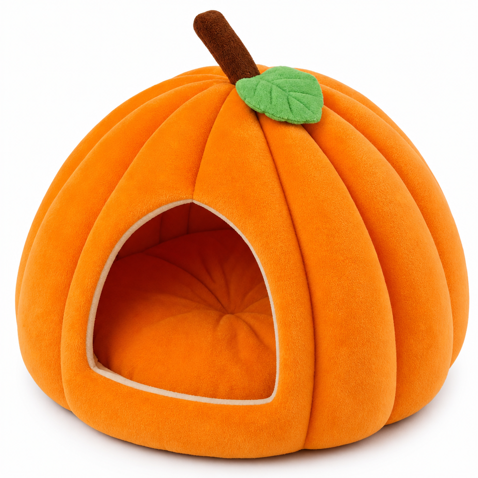Patch Pumpkin Cat Bed — Orange