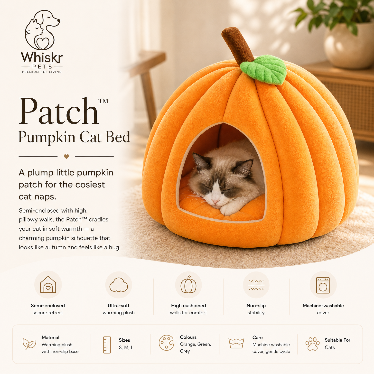 Patch Pumpkin Cat Bed