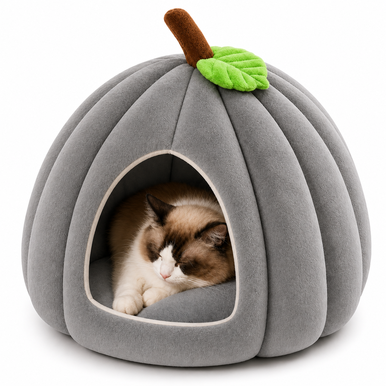 Patch Pumpkin Cat Bed — Grey