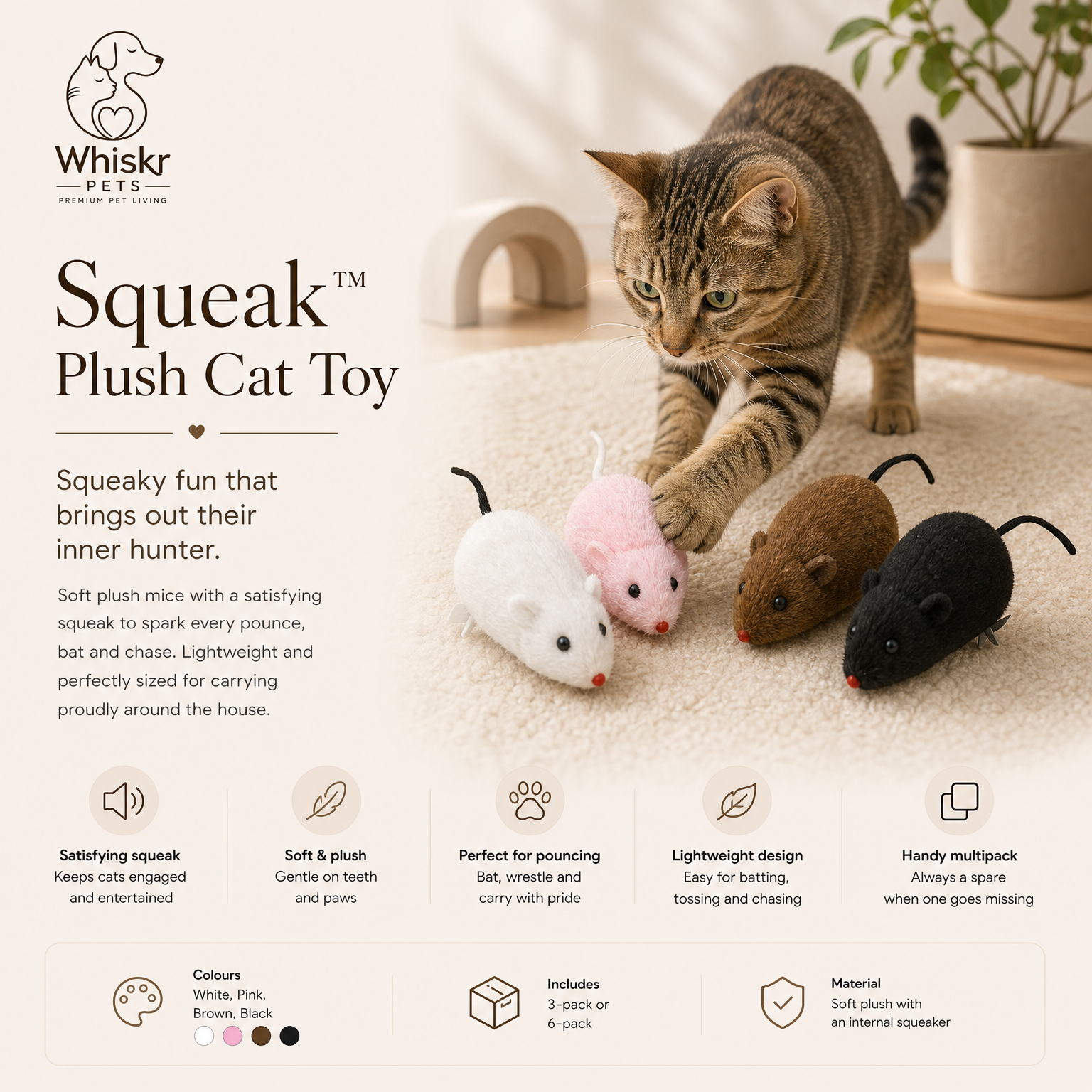 Squeak Plush Cat Toy