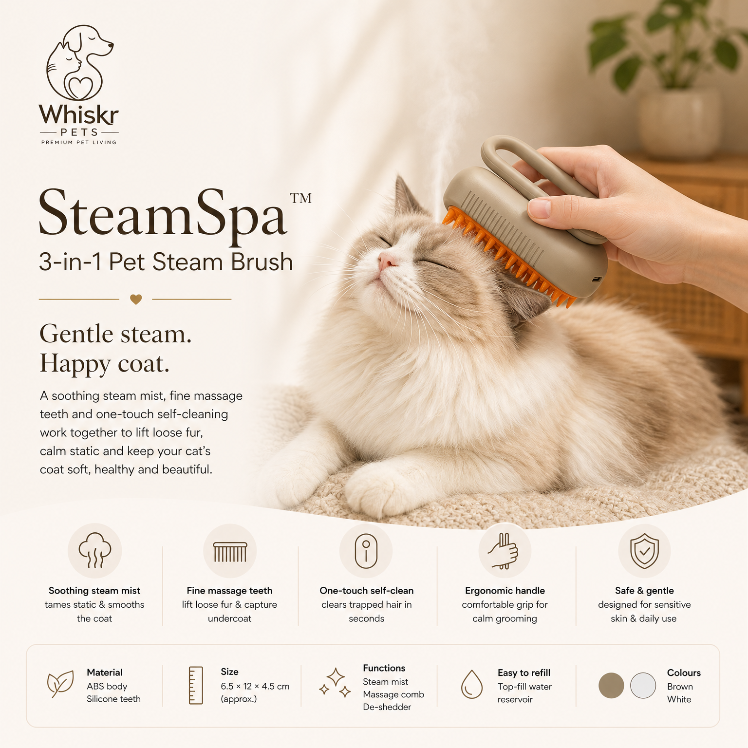 SteamSpa 3-in-1 Pet Steam Brush