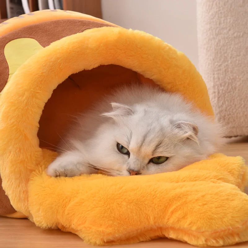 The Hunny Hive™ cat bed styled in a living room